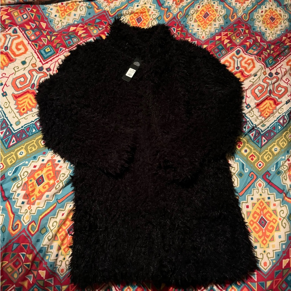 Fashion Nova Sugar Daddy Teddy Jacket - Black 1x *NWT*